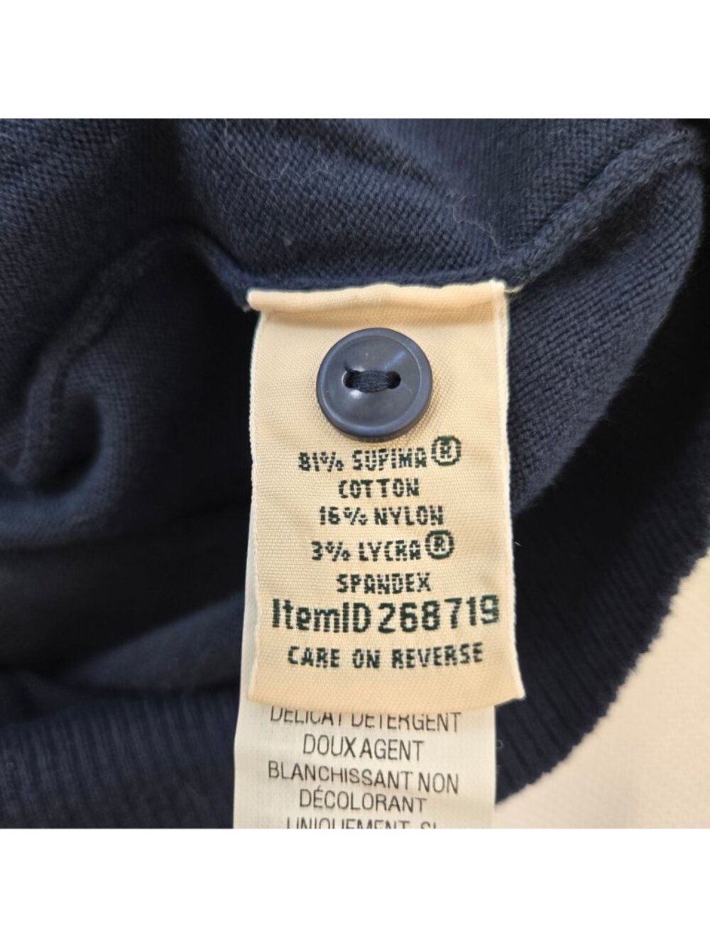 L.L. Bean Supina Cotton Blend Navy Blue Cardigan Sweater Size XL - Picture 5 of 5
